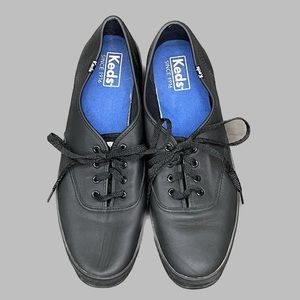Black Leather Classic Keds Champion Sneakers Size 10